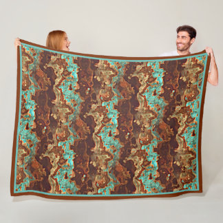 Brown Aqua Turquoise Green Geode Marble Art Fleece Deken