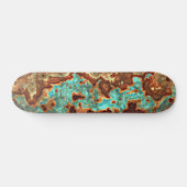 Brown Aqua Turquoise Green Geode Marble Art Skateboard (Horizontaal)