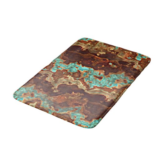 Brown Aqua Turquoise Green Geode Marble Pattern Badmat (Gekanteld)