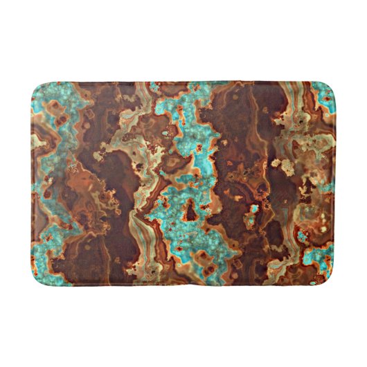Brown Aqua Turquoise Green Geode Marble Pattern Badmat (Voorkant)