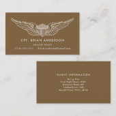 Brown Army Aviator Pilot Wings Visitekaartje (Voorkant / Achterkant)