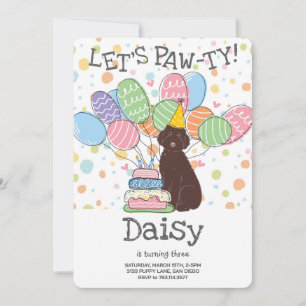 Brown Aussiedoodle Hond Verjaardagsfeestje Uitnodi Kaart