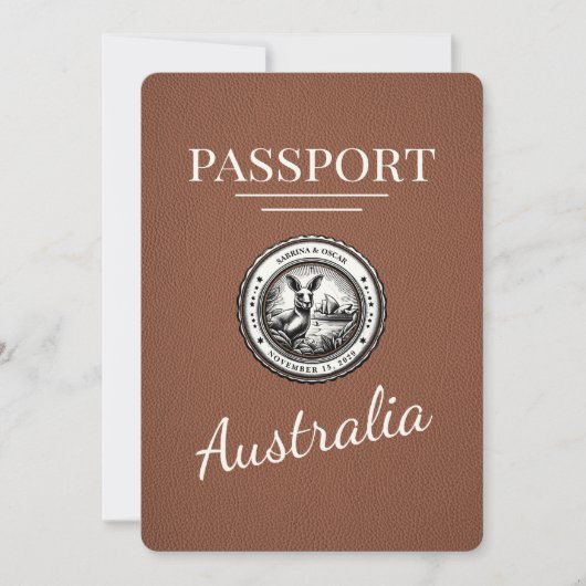 Brown Australia Passport Bewaar de datum Save The Date (Voorkant)