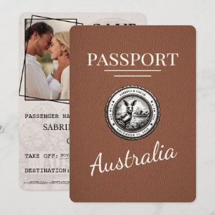 Brown Australia Passport Bewaar de datum Save The Date