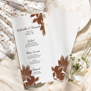 Brown Automne Maple Leaf - Mariage Menu