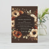 Brown Autumn Bloom Wedding Kaart (Staand voorkant)