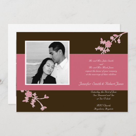 Brown avec le Faire-part de mariage en fleurs de c (Devant / Derrière)