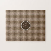 Brown avec Rose Gold Accent Houndstooth Puzzle (Horizontal)