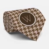 Brown avec Rose Gold Houndstooth Cravate masculin (Roulé)