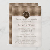 Brown avec Rose Gold Houndstooth Party Invitation (Devant / Derrière)