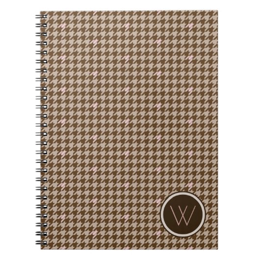 Brown avec Rose or Accent Houndstooth Carnet (Devant)