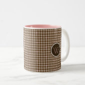 Brown avec Rose or Accent Houndstooth Mug (Devant droit)