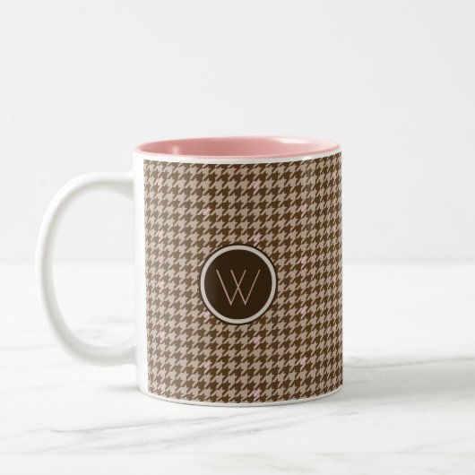 Brown avec Rose or Accent Houndstooth Mug (Gauche)