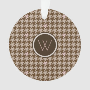 Brown avec Rose or Accent Houndstooth Ornement