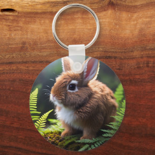 Brown Baby Dwarf Bunny, Keyring Sleutelhanger