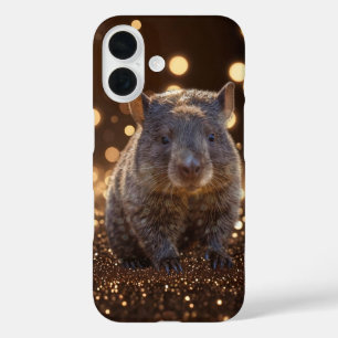 Brown Baby Wombat op Brown Bokeh Bliss, iPhone 16 Hoesje