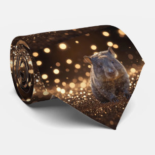 Brown Baby Wombat op Brown Bokeh Bliss, Stropdas