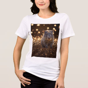 Brown Baby Wombat op Brown Bokeh Bliss, Tri-Blend Shirt