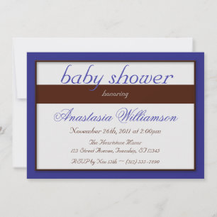 Brown bande Bleu foncé Bébé Douche Invitations