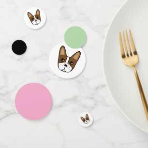 Brown bande française Bulldog Face Table Confetti