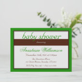Brown bande vert foncé bébé douche Invitations (Debout devant)