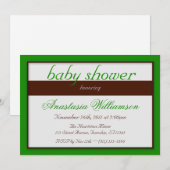 Brown bande vert foncé bébé douche Invitations (Devant / Derrière)