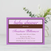 Brown bande violet bébé douche Invitations (Debout devant)
