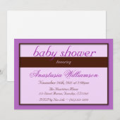 Brown bande violet bébé douche Invitations (Devant / Derrière)