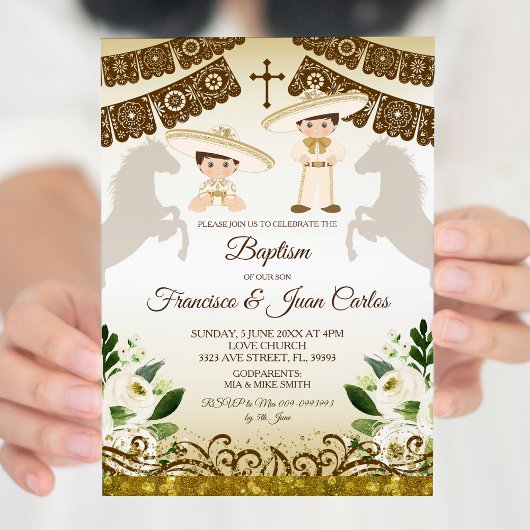 Brown Baptême Boys Mexicain Fiesta Invitation