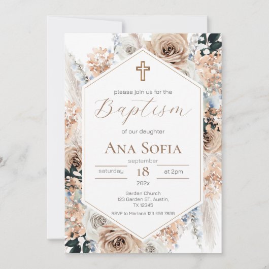 Brown Baptism Invitation (Devant)