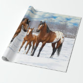 Brown Bay Appaloosa-paarden in sneeuw Cadeaupapier (Uitgerold)