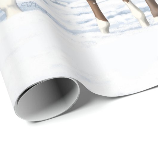 Brown Bay Appaloosa-paarden in sneeuw Cadeaupapier (Rol Hoek)