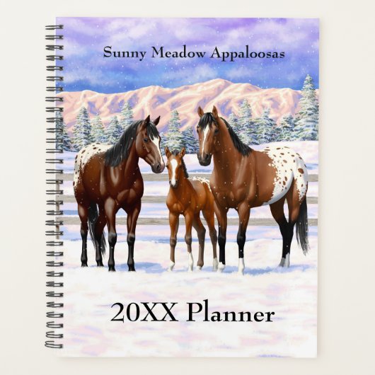 Brown Bay Appaloosa-paarden in sneeuw Planner (Voorkant)