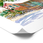 Brown Beach Cottage Aquarelle Affiche tropicale (Coin)