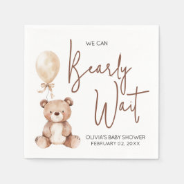 Brown Bear Balloon Baby Shower Servet