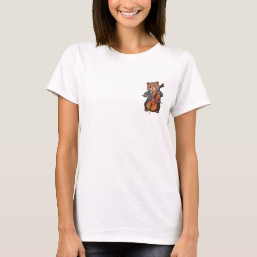 Brown Bear Musician Playing Cello T-shirt (Voorkant)