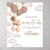 Brown Beer Balloon Bearly Wait Envelope Station Poster (Voorkant)