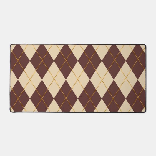 Brown Beige Autumn Herfst Argyle Diamond Pattern Bureaumat (Voorkant)