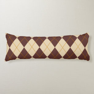 Brown Beige Autumn Herfst Argyle Diamond Pattern Lichaamskussen