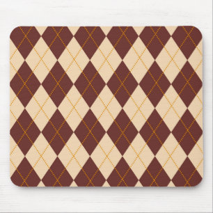 Brown Beige Autumn Herfst Argyle Diamond Pattern Muismat