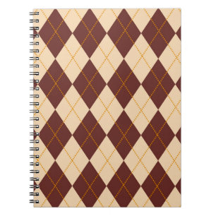 Brown Beige Autumn Herfst Argyle Diamond Pattern Notitieboek