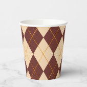Brown Beige Autumn Herfst Argyle Diamond Pattern Papieren Bekers (Links)
