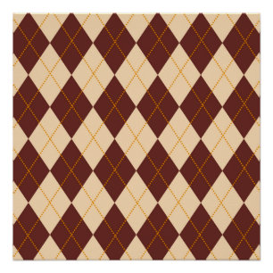 Brown Beige Autumn Herfst Argyle Diamond Pattern Perfect Poster