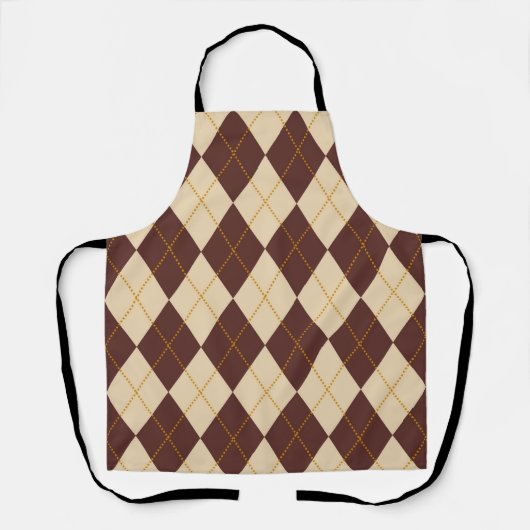 Brown Beige Autumn Herfst Argyle Diamond Pattern Schort (Voorkant)