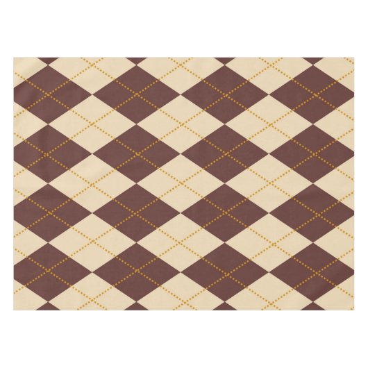 Brown Beige Autumn Herfst Argyle Diamond Pattern Tafelkleed (Voorkant (Horizontaal))