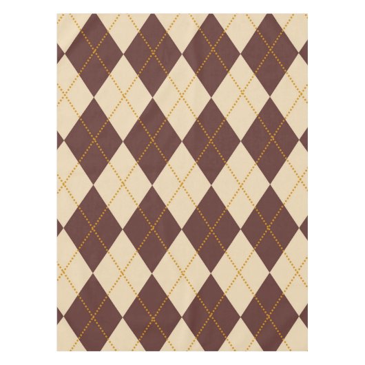 Brown Beige Autumn Herfst Argyle Diamond Pattern Tafelkleed (Voorkant)