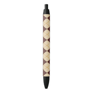 Brown Beige Autumn Herfst Argyle Diamond Pattern Zwarte Inkt Pen