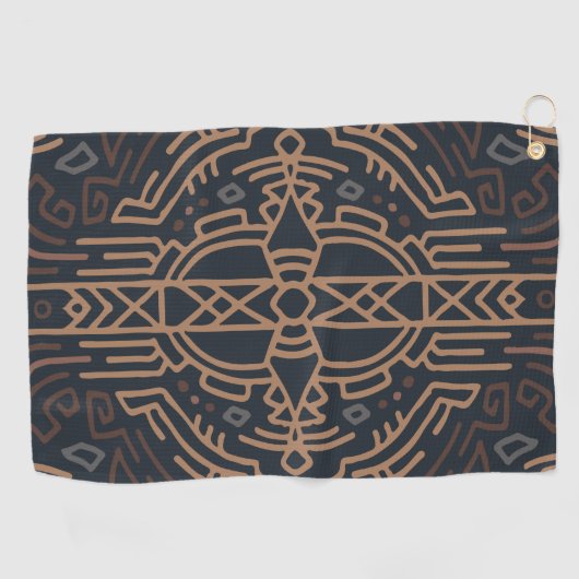 Brown Beige Aztec Pattern Indian Mexican Tribal Golfhanddoek (Horizontaal)
