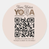 Brown Beige Moderne Avec Autocollant QR Yoga Studi (Devant)