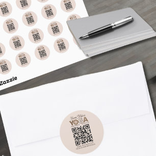 Brown Beige Moderne Avec Autocollant QR Yoga Studi